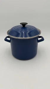 Olla de hierro fundido esmaltada Le Creuset años 80 6 cuartos horno holandés azul brillante con tapa - Imagen 1 de 13