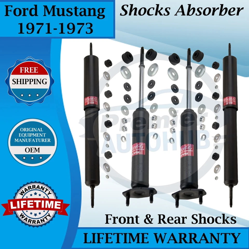 Amortiguadores delanteros y traseros originales KYB para Ford Mustang 1971-1973 garantía de por vida Foto 1 de 4
