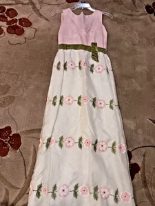 Vintage 60er/70er Jahre rosa & weiß Ballkleid Kleid Gr. Small - Bild 1 von 8