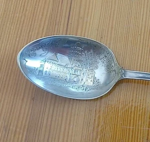 Antiker 5,5" Sterlingsilber Souvenir Löffel Hofhaus TAUNTON MA GRAVUR 1894 - Bild 1 von 5