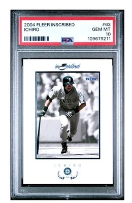 🔥⚾️2004 FLEER INSCRIBED #63 ICHIRO SUZUKI MARINERS HOF PSA 10🔥🏟 - Image 1 of 3