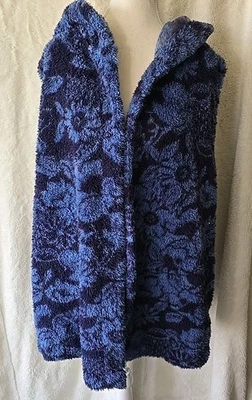 Koolaburra por UGG Acogedor Sherpa Chaleco con Capucha Azul Marino Floral 3X Bolsillos Cálido Suave Otoño Foto 1 de 4