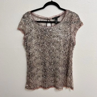 Top INC International Concepts M Estampado Piel de Serpiente Malla Lentejuelas Talla L Camisola Foto 1 de 4