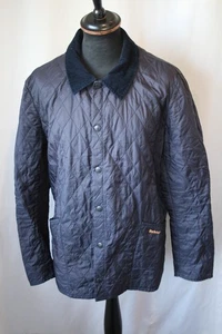 Vintage Barbour blaue leichte Liddesdale Steppjacke Gr. Large Cordkragen - Bild 1 von 12