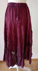 Pañuelo Lapogee Boho Gitano Hada Grunge Granate Dobladillo Falda Para Mujer TALLA GRATIS - Imagen 1 de 9