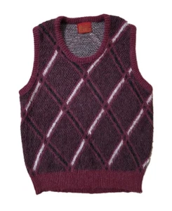 VINTAGE Sears Kings Road maglione uomo gilet adulto medio misto mohair Argyle - Foto 1 di 4