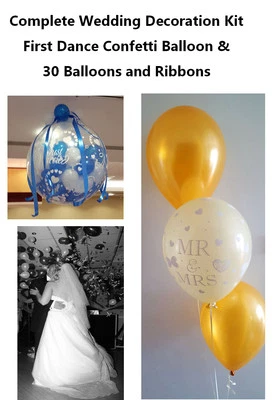 BALÕES DE CASAMENTO FAÇA VOCÊ MESMO primeira dança balão de confete + 30 balões e fitas - Imagem 1 de 4