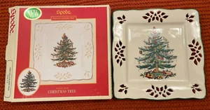 NEW/SPODE Christmas Tree 1938 Square Tray 7.5" Pierced - Picture 1 of 6