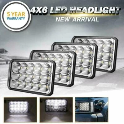 DOT 4x6" LED Headlights For Kenworth T800 T400 T600 W900 Peterbilt Freightliner - Image 1 of 4