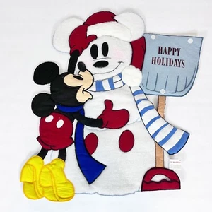 Disney Mickey & Schneemann mit Nikolausmütze Happy Holidays Filz 3-D Wandbehang - Bild 1 von 9
