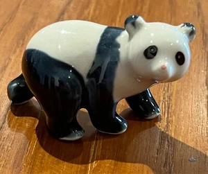 Cute Minature Realistic Baby Panda Statue Figurine Glazed China - Picture 1 of 1