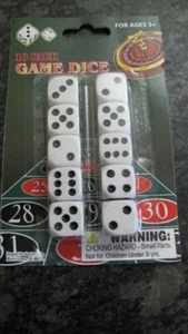 Ten Six Sided Dice. White with Black Dots. New. - Picture 1 of 3
