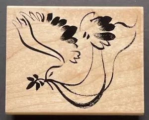 Taubenvogel Tier dramatisch elegant Pinsel Wirbel Malerei Stil Holz Gummistempel - Bild 1 von 3