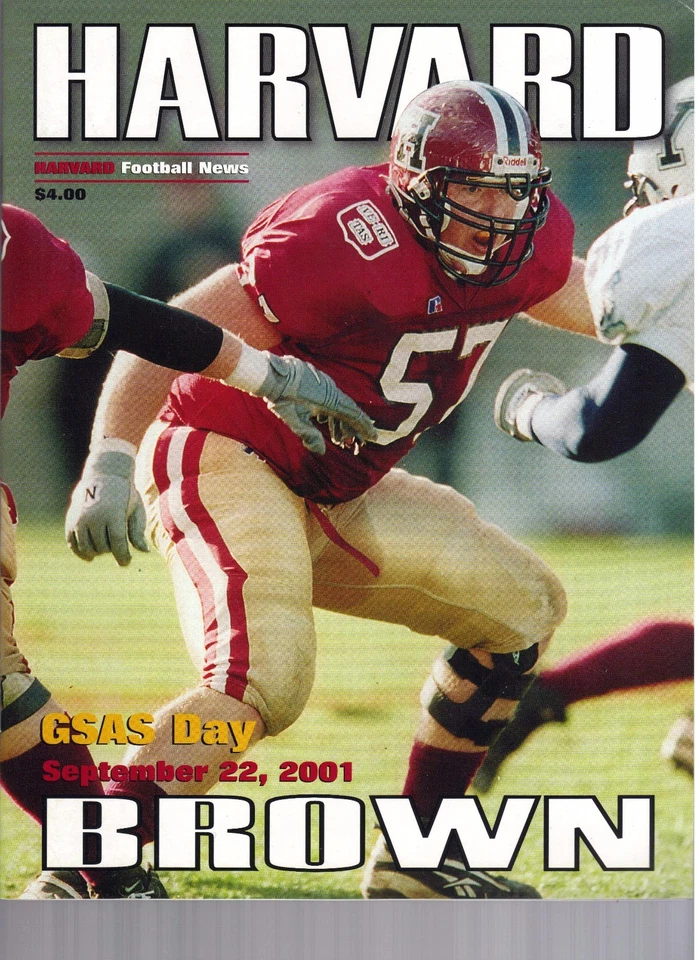 2001 Harvard vs Brown Football Program  - Ex Mint - Image 1 of 1