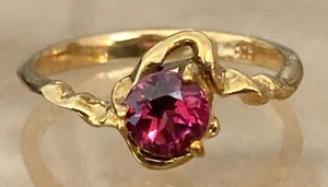 Garnet Ring Natural Brilliant Stone Rhodolite  Solid 9k Gold Size 8 US 2.4 grams - Picture 1 of 6