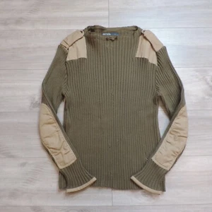 Vintage Polo Ralph Lauren Military Army Sweater Elbow Pads Olive Knit Men Large - Picture 1 of 9