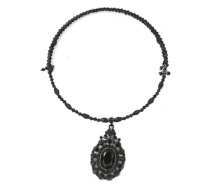 vtg MONET black pendant beaded collar necklace - Picture 1 of 4