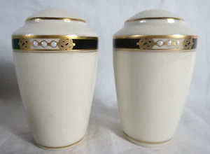 Lenox Hancock Gold Black Presidential Collection Salt Pepper Shakers Set Dots - Picture 1 of 7