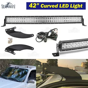 42" Curved LED Light Bar Roof Bracket Kits For Toyota Tacoma 95-04 4Runner 95-02 - Picture 1 of 5