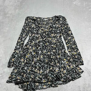 Vestido Kimchi Azul Urban Outfitters Mujer Talla 0 Negro Floral Semi Transparente Columpio - Imagen 1 de 9