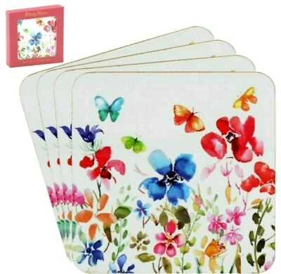 4er Set Untersetzer Butterfly Meadow Korkunterseite Leonardo Collection England - Bild 1 von 3