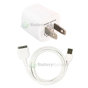 HOT! USB Home Wall Charger+Cable Data Cord for Apple iPod Nano 1G 2G 3G 4G 5G 6G - Picture 1 of 8