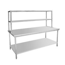 Stainless Steel Work Bench 1200MM W x 600MM D with bench top shelf 2 tier