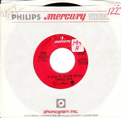 Charlie Rich, A Field Of Yellow Daisies/Party Girl 45 VG+ Mercury Foto 1 de 2