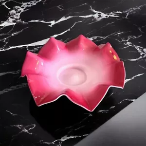 Antik Viktorianisch Glas Braut Korb Braut Schale Tschechisch Ummantelt Glas Preiselbeere - Bild 1 von 9