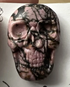 1.37 Inch (35mm) Rhodonite  Hand-Carved Gemstone Skull Cab Cabochon#42 - Picture 1 of 1