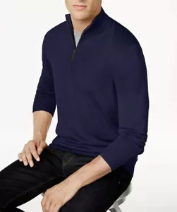 New Mens Club Room Mens Sz Small 1/4 Zip Merino Wool Blend Blue Pullover Sweater - Picture 1 of 7