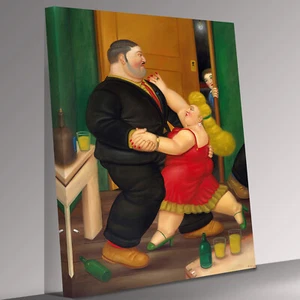 Fernando Botero Dancing Couple Canvas Wall Art Print Ready To Hang - Picture 1 of 6