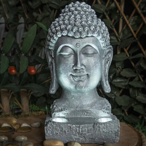 New LED Buddha Head Solar Light Auto On At Dusk Easy To Install Garden Decor BH2 - Bild 1 von 1
