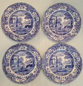 Set Of 4 Spode Blue Italian Salad Plates 7.25" Fine Earthenware England Country - Picture 1 of 14