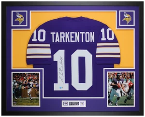 Fran Tarkenton Autographed & Framed Purple Minnesota Jersey Auto Beckett COA - Picture 1 of 5