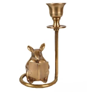 Candelabro de libro de lectura de ratón de latón estilo decoración arte candelabro - Imagen 1 de 6