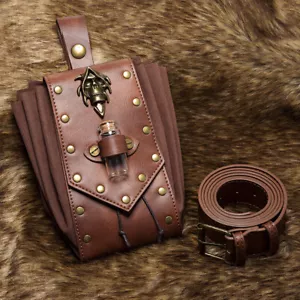 Retro Medieval Warriors Knight Waist Belt Embossed Waist Bag Cosplay Props - Picture 1 of 18