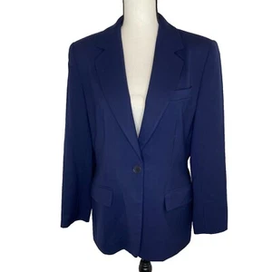Chaqueta Blazer Vintage Talbots Para Mujer Talla 10P Pequeña Lana Azul Marino Oscuro 1 Botón - Imagen 1 de 9