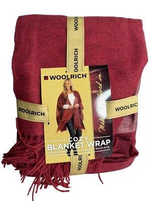 Nuevo con etiquetas Poncho Woolrich Talla Única Rojo Flecos Manta Envoltura Borla Boho Foto 1 de 3
