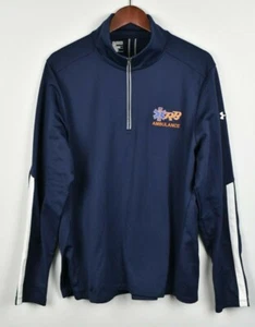 Men's 2XL Under Armour Dark Blue 1/4 Zip Pull Over EMT Sweatshirt Ambulance Logo - Picture 1 of 4