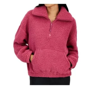 Hippie Rose Juniors' Extended Quarter-Zip Long-Sleeve Sherpa Sweatshirt M 3116 - Picture 1 of 4