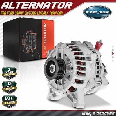 Alternator for Ford Crown Victoria Lincoln Town Car 135A 12V CW 6-Groove Pulley - Image 1 of 4