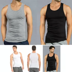6er-Packungen Herren 100 % Baumwolle Tank Top Frau A-Shirt Schläger Unterhemd gerippt Muskeln - Bild 1 von 6