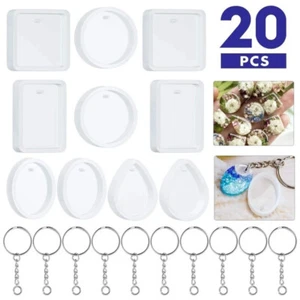 20pcs/Set DIY Casting Resin Keychain Pendant Molds Silicone Pendant Mould Crafts - Picture 1 of 13