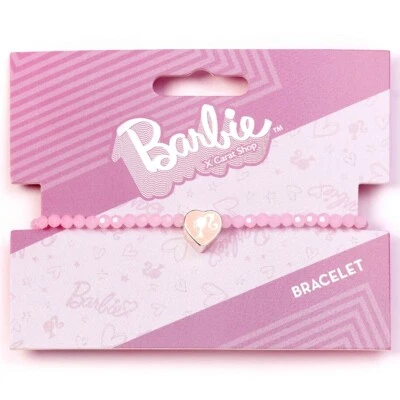 Barbie Bracciale Dell'Amicizia Perline Rosa Charm A Forma di Cuore Originale - Immagine 1 di 2