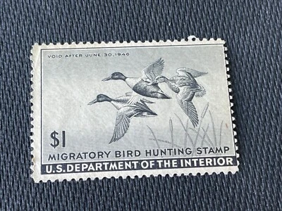 US SCOTT #RW12 ESTADO PERFEITO NUNCA ARTICULADO 1945 SELO FEDERAL DE CAÇA AO PATO - Imagem 1 de 4