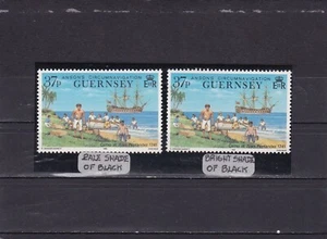 Guernsey mnh stamp ship camp fernandez pale and bright shades of black 37P 1990 - Picture 1 of 1