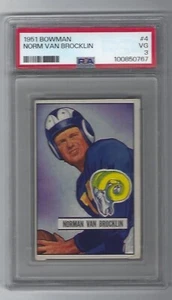 Tarjeta de novato Norm Van Brocklin 1951 Bowman, # 4, PSA EN MUY BUENA CONDICIÓN - 3, Los Angeles Rams - Imagen 1 de 2
