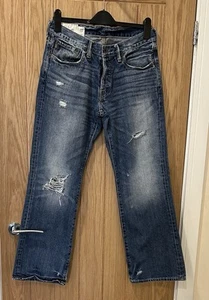 Abercrombie & Fitch Kilburn Men's Slim Boot Low Rise, Denim Jeans - Picture 1 of 5