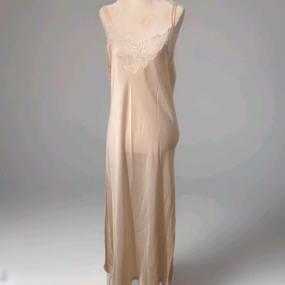 Vestido de Noche Vintage Largo Blanco 100% Seda y Encaje Floral Talla M Hecho en Italia Foto 1 de 4